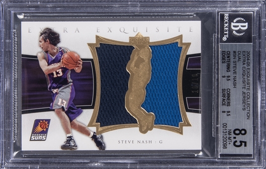 2004-05 UD "Exquisite Collection" Extra Exquisite Jerseys Dual #SN Steve Nash Dual Jersey Card (#10/10) - BGS NM-MT+ 8.5